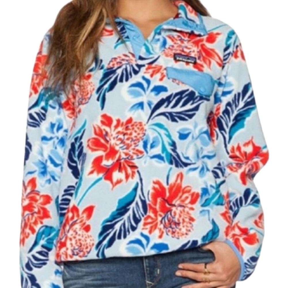 Patagonia Synchilla Pullover Manoa Hawaiian Print Fleece Floral Jacket S…
